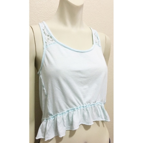 Hollister Small Baby Blue and White Lace Crop Top - Picture 3 of 8
